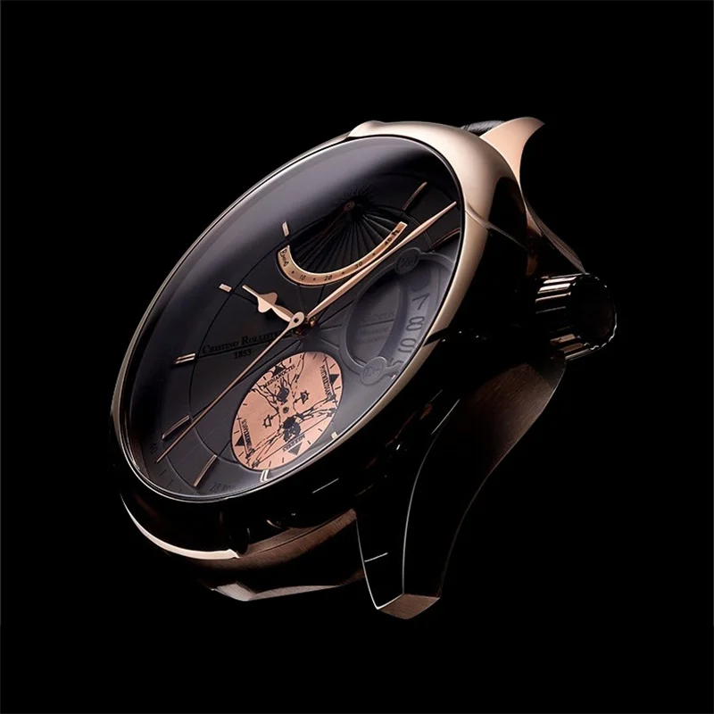 Cristino Rollister Men Watch Fashion Luxury Sport Men's Wristwatch Waterproof Leather Date Stainless Steel Quartz Watches Man