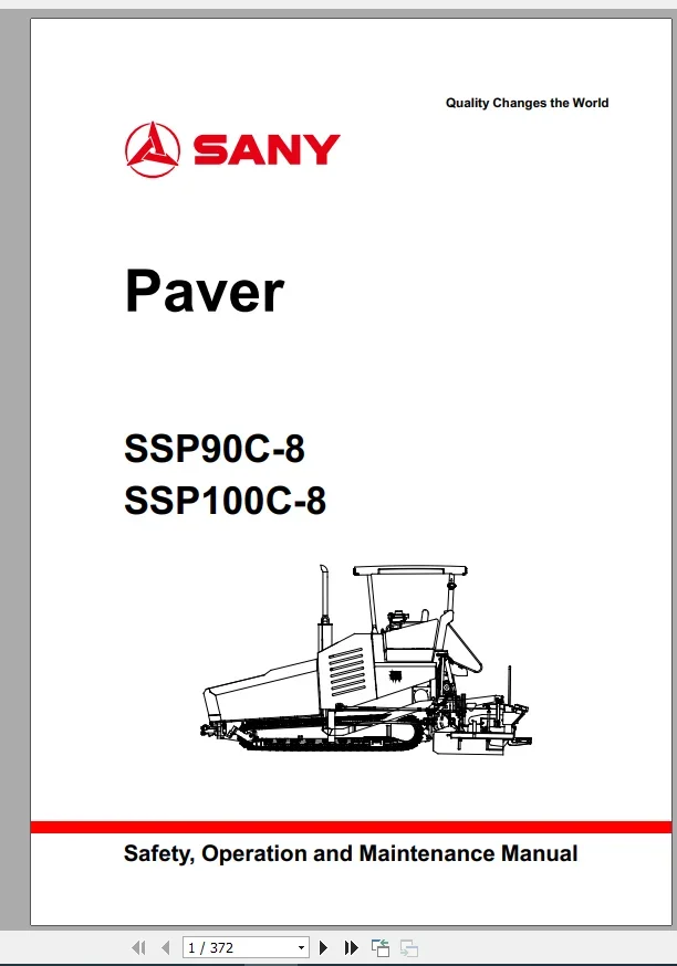 

SANY Machinery 2.95 GB Operation & Maintenance Manual, Part Manual, Electric & Hydraulic Schematic