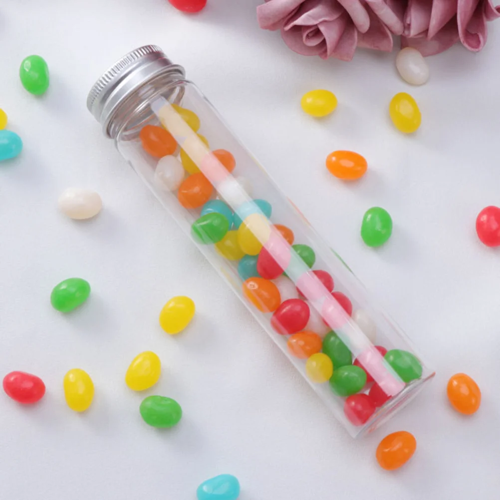 

Flat-bottomed Plastic Clear Test Tubes with Screw Caps Candy Cosmetic Travel Lotion Containers