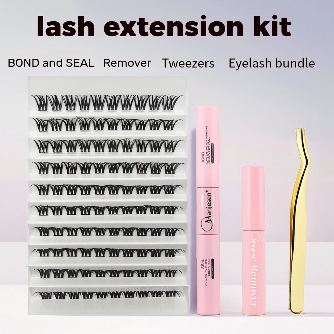 

DIY Lashes Extension Kit for Gluing Lashes Accessories Lash Bond and Seal Eyelashes 240 PCS Lash Clusters Makeup Set Eyelash Kit