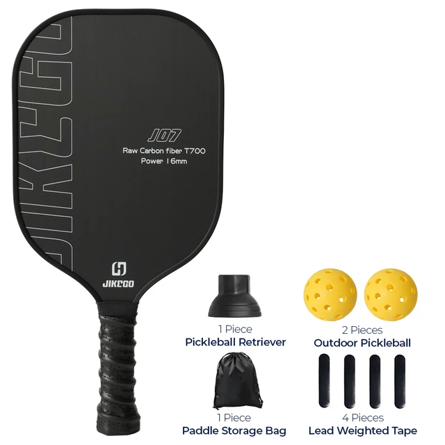 JIKEGO T700 Raw Carbon Fiber Pickleball Paddle Set 16mm Racquet Pickle