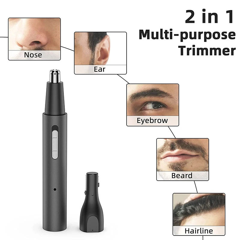 Electric Nose Ear Hair Trimmer for Men Painless Rechargeable Sideburns Eyebrows Beard 3 in 1 Hair Clipper Shaver