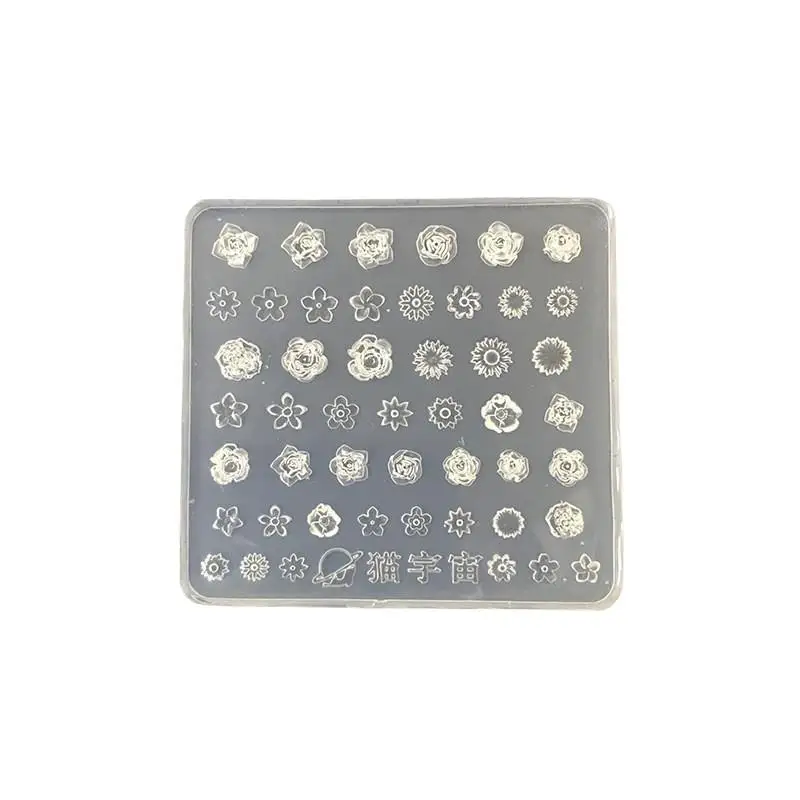 장미 패턴이 있는 실리콘 3D 미니 꽃 몰드, 붙지 않고 쉽게 분리되는 디자인, DIY 네일 아트 조각 실리콘 템플릿에 적합