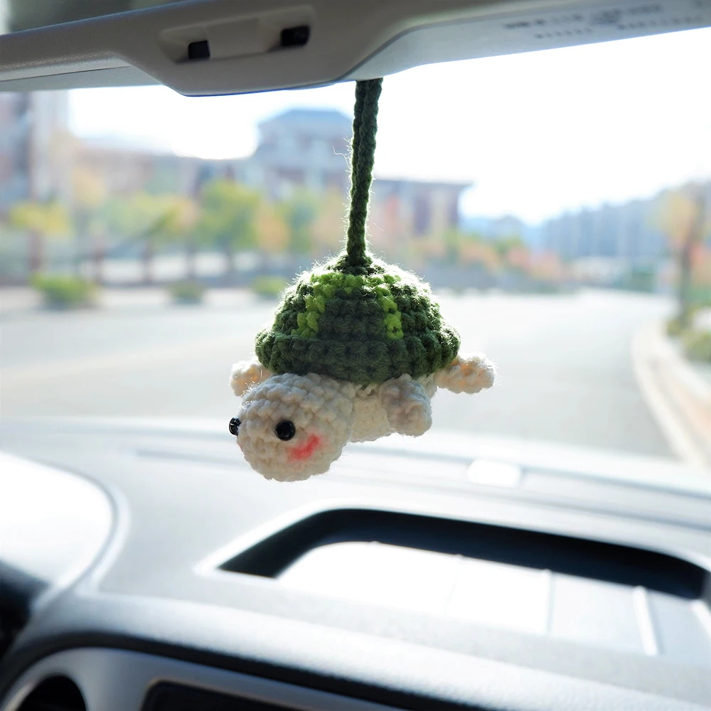 Hanging crochet cat turtle cute car accessories, rainbow unreal