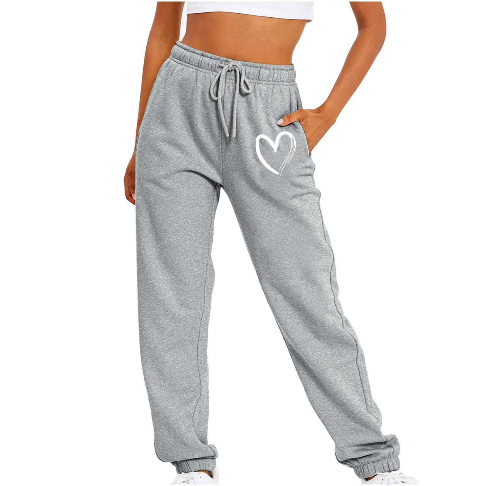 

Women'S Printed Casual Pants Sports Waist Draw In Lace Up Elasticized Waist Small Legs Pocket Female Jogging Loose Sweatpants