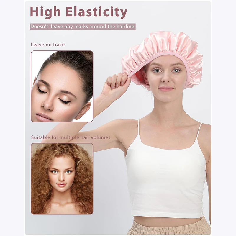 Triple Layer Reusable Waterproof Shower Cap Long Thick Hair Soft Bathing Caps for Women Men Hair Care