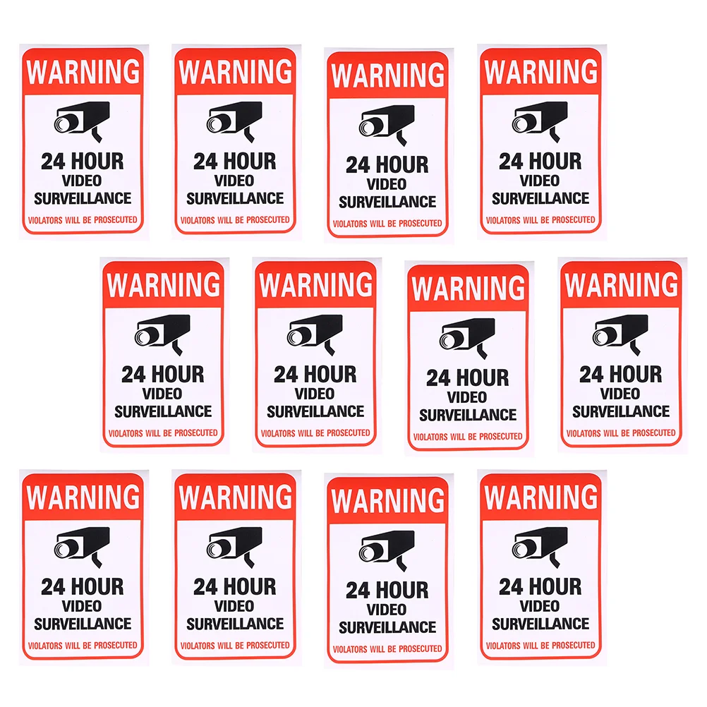 

20 Pcs Monitor Warning Stickers Adhesive Video Surveillance Caution Signs Weather Resistance Outdoor 24-hour