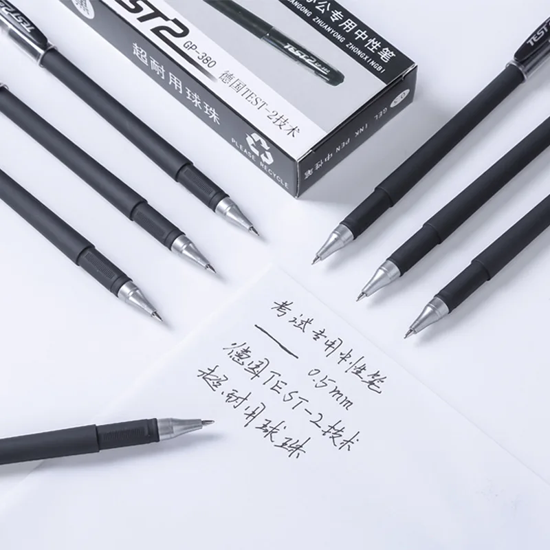 12 박스 GP-380 젖빛 젤 펜 탄소 펜 0.5mm 총알 바늘 튜브 로그인 펜 테스트 저렴한 편지지 한국어 편지지