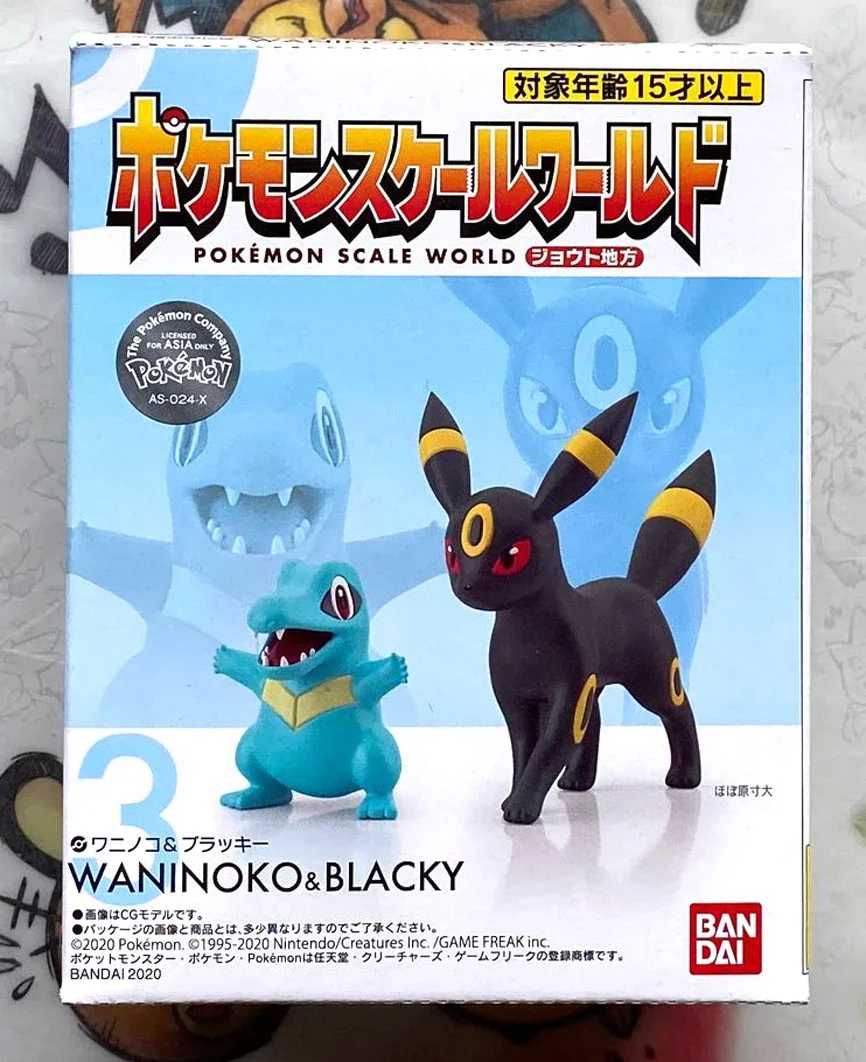 thumbnail image 1 of Bandai Original Scale World Pokemon Johto Region Gold Typhlosion Wobbuffet Totodile Togepi Pichu Model Anime Figure Gift Toys, 1 of 5