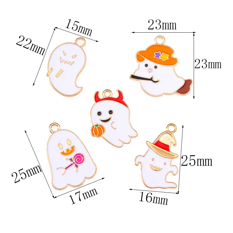 10 Stück mischen 45 Arten Cartoon Halloween Emaille Charms Kürbis Skelett Geist Fledermaus Katze Anhänger für DIY Schmuck machen Party Geschenke – Detail 8