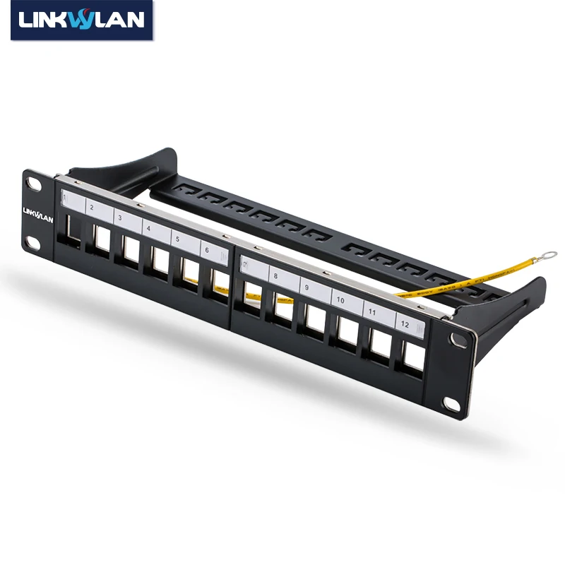 Painel de Remendo Vazio em Branco para Conectores Keystone Padrão Montagem em Rack Rede 10 12 Portas 1u