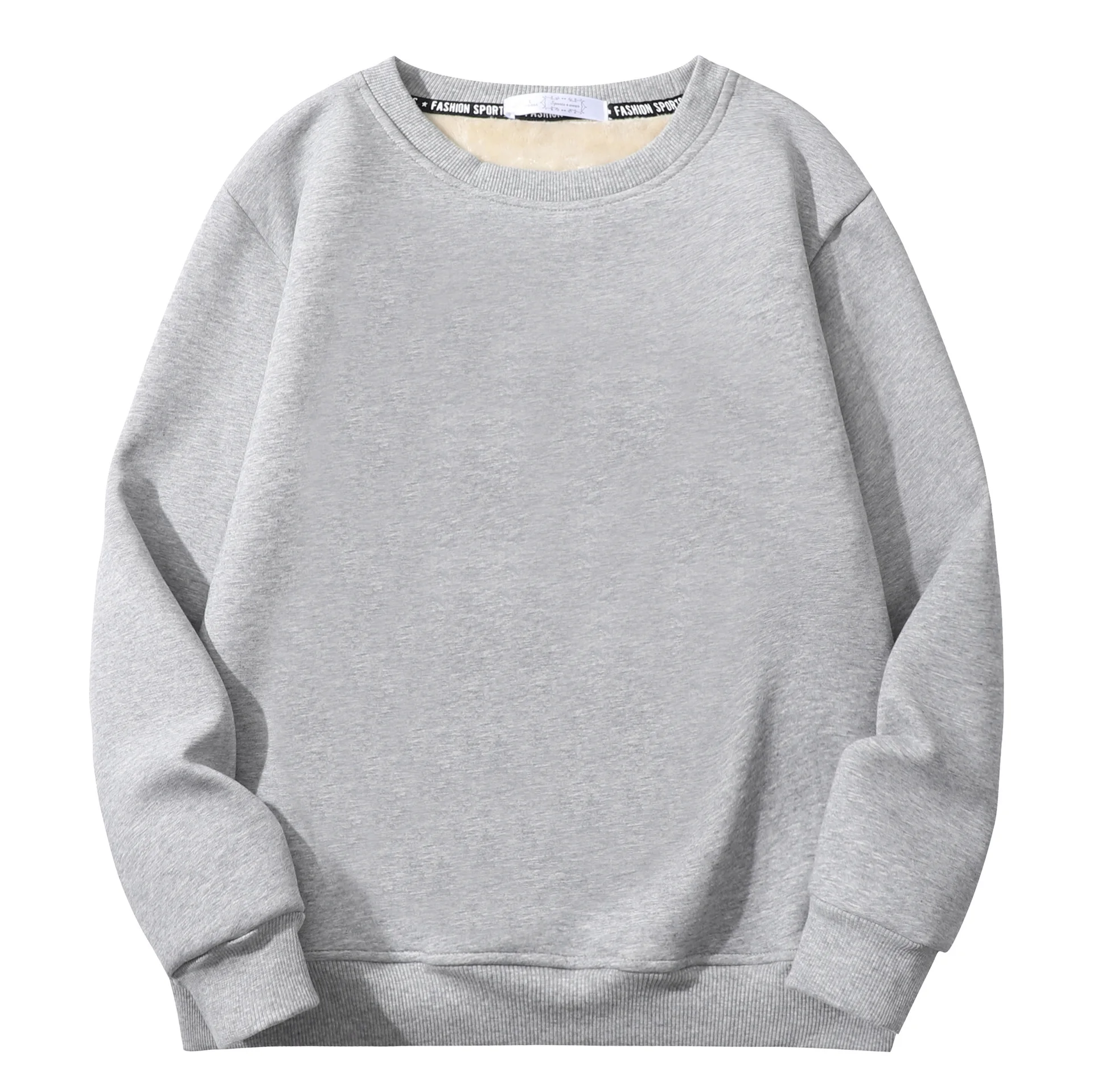 

2022 Autumn Men Sweatshirts Solid Color Thick Warm Fleece Faux Lamb Wool Winter Male Tracksuit Loose Casual Lover Outwear C4238