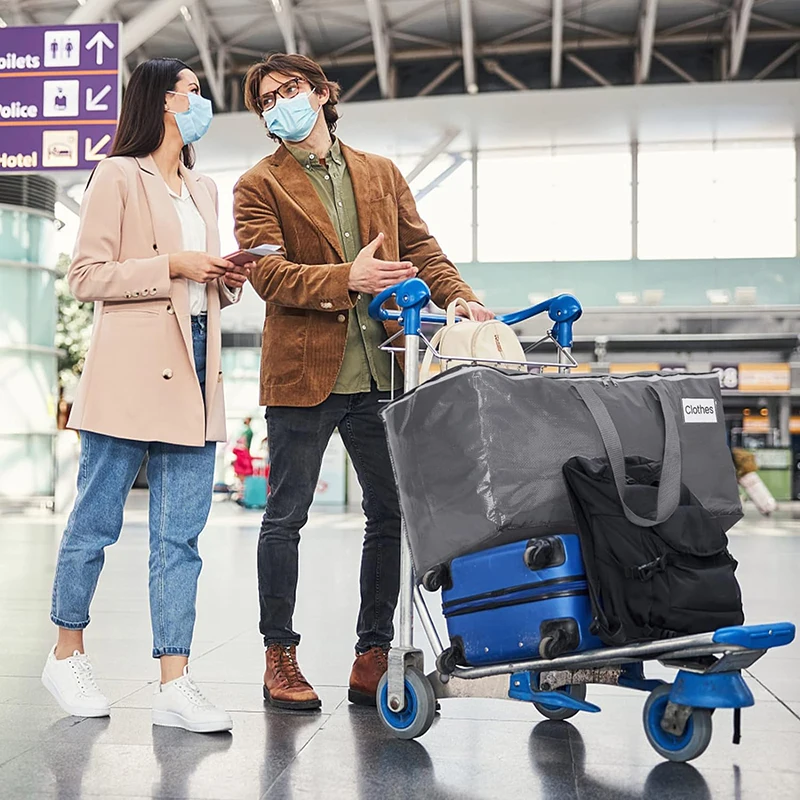 4/8/10 Pack Extra Large Moving Bags with Zippers Carrying Handles Heavy Duty Storage Tote Moving Boxes for Space Saving 3