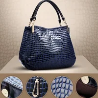 Women's Bag Large Capacity Tote Daily Commute Women's Shoulder Bag Crocodile Print Bright Face Handbag Shopping - Image 5