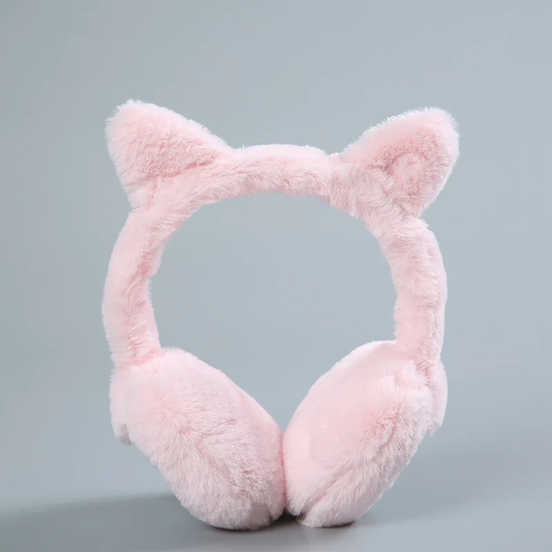 New Cute Women Winter Warm Earmuffs Glitter Sequin Cat Ear Soft Plush Solid Color Love Earmuffs Cold Protection Warm Hot 1PCS