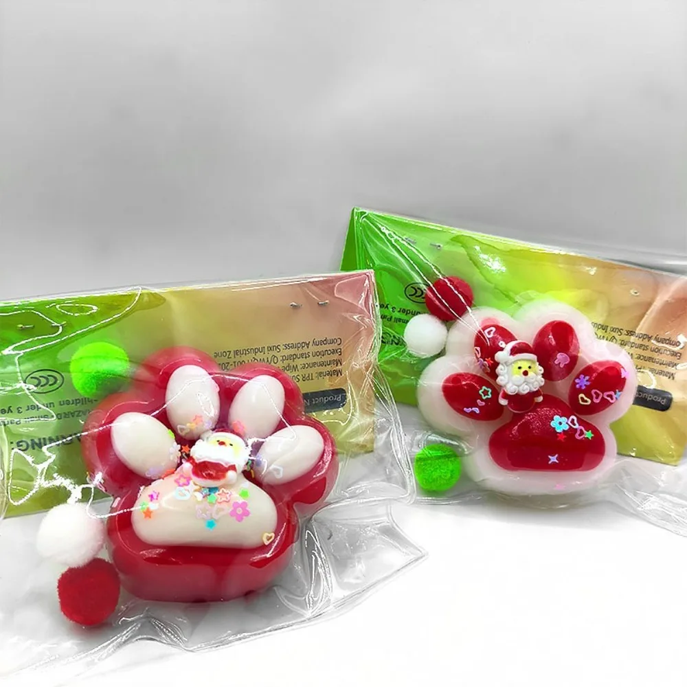 Santa Claus Deer Squeeze Cat Paw Toys Slow Rebound Christmas Gift Cat Claw Squishy Fidget Toy Silicone Relief Relax Toys 4
