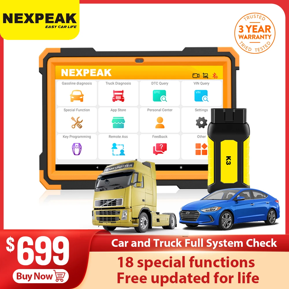 Nexpeak K3 Obd2スキャナプロbluetooth車のトラック診断ツールフルシステム診断のabs Dpf Tps Ecuリセットコードリーダー コードリーダー スキャンツール Aliexpress