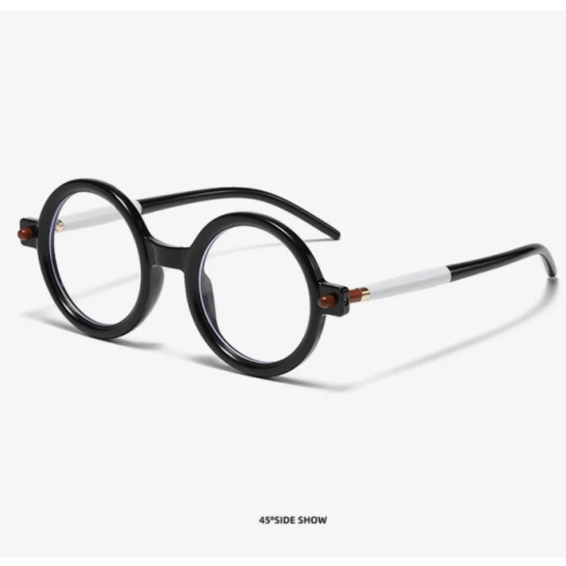 Stylish Round Black & White Vintage Anti-Blue Light Reading Glasses