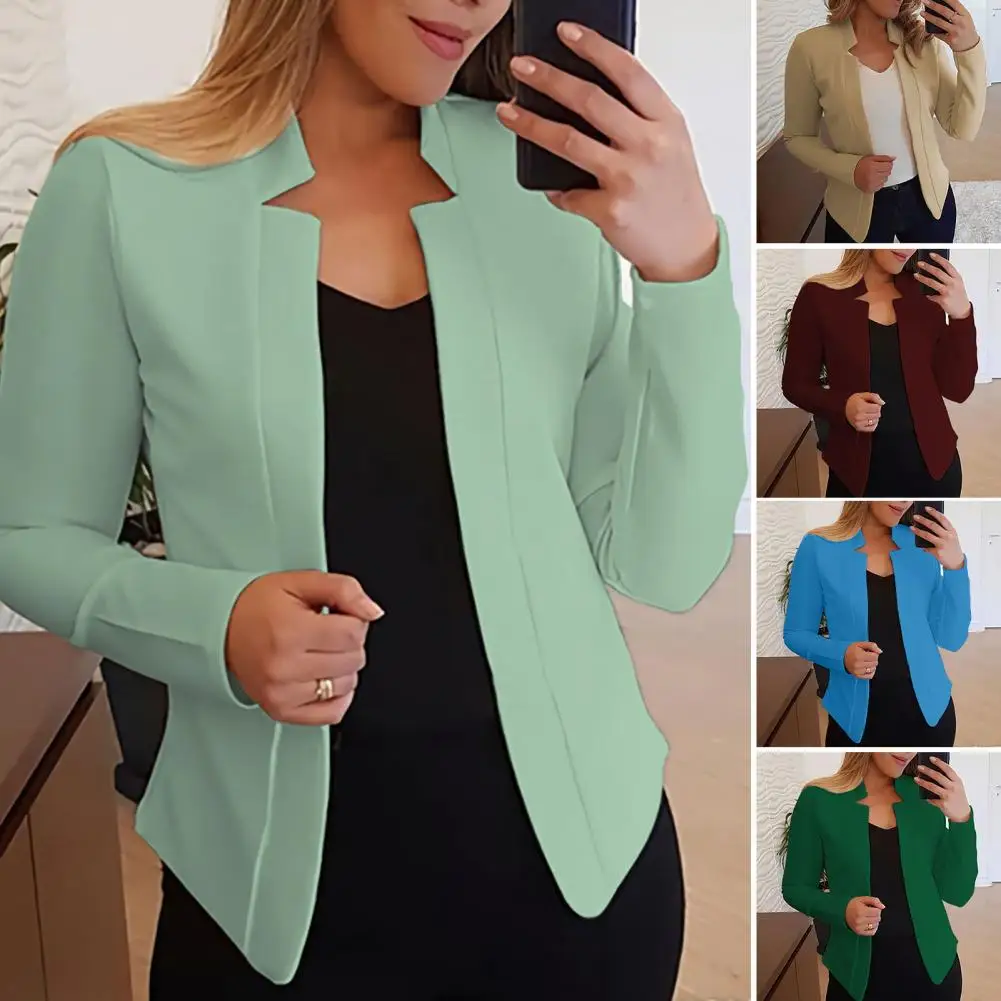 Office Ladies Blazer No Button Jacket Blazer Intellectual Temperament Women Open Front Blazer Coat Fashion Streetwear