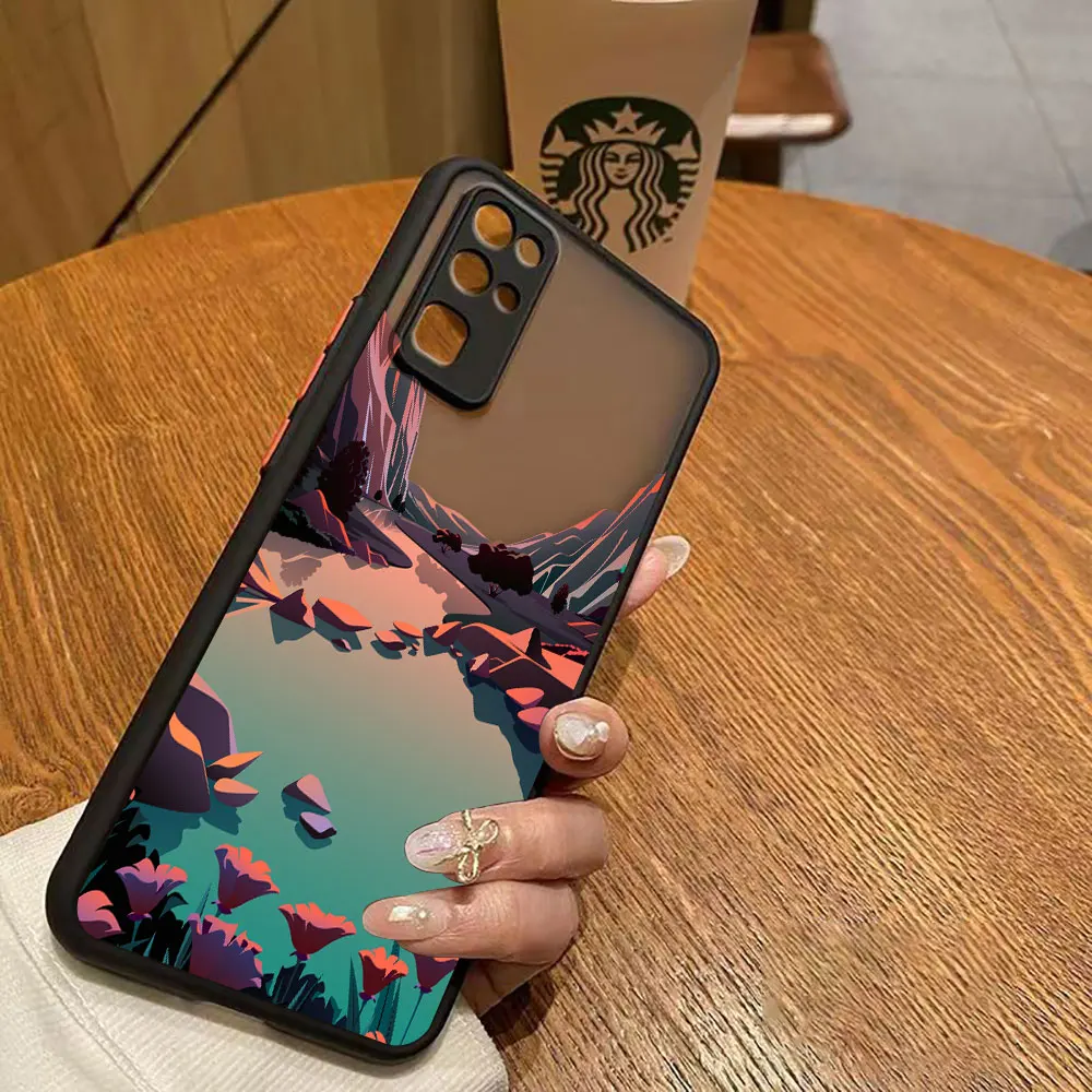 thumbnail image 1 of Matte Case for HONOR 70 50 30S 30 20 8X 9A 9X PLAY 4T X7 X9 X10 5G V40 Case Funda Coque Shell Art hand-Painted Mountain Scenery, 1 of 5
