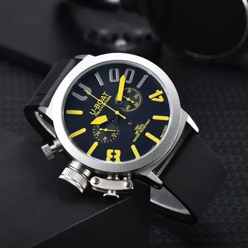 U-BOAT Men's Quartz Chronograph Watch 44mm Stainless Steel Case Silicone Band 1001M Waterproof - Image 10