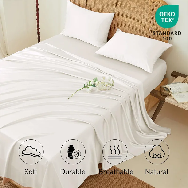 100% Silk Bed Sheet Set Luxury Mulberry Silk Bedding Sets Twin Full Double Queen King Size Fitted Sheet Flat Sheet Pillowcase 4