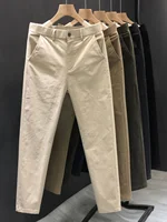 High Quali Men's Casual Pants Summer Elastic Simple Briti Sle Thin Faionable Loose Waist Comfortable Nine-Piece Pants