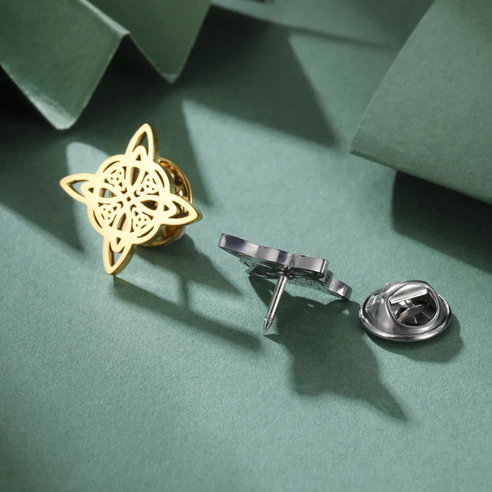 Dawapara Hexenknoten-Brosche, Pins, Celtics Trinity-Knoten, Triquetra-Symbol, viel Glück, heilige Geometrie, Wicca-Schmuck, Edelstahl – Detail 13