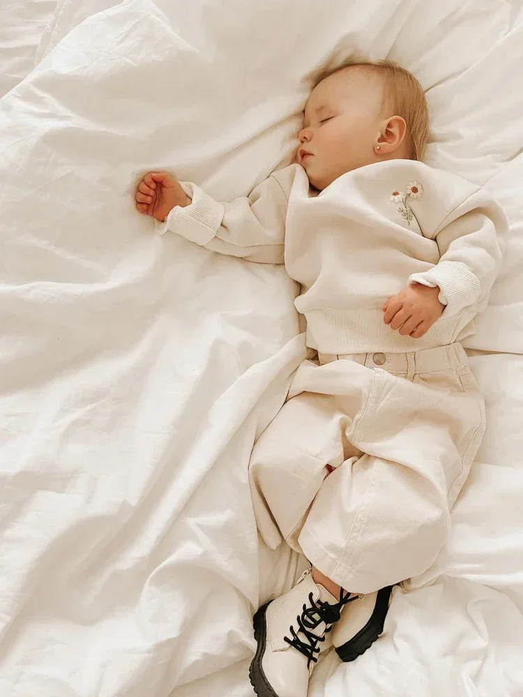 Autumn Winter Baby Girl Boy Clothes Set Embroidery Thicken Fleece Warm Sweatshirt Pant Boy Tracksuit Toddler Clothes Outfit 2Pcs 3