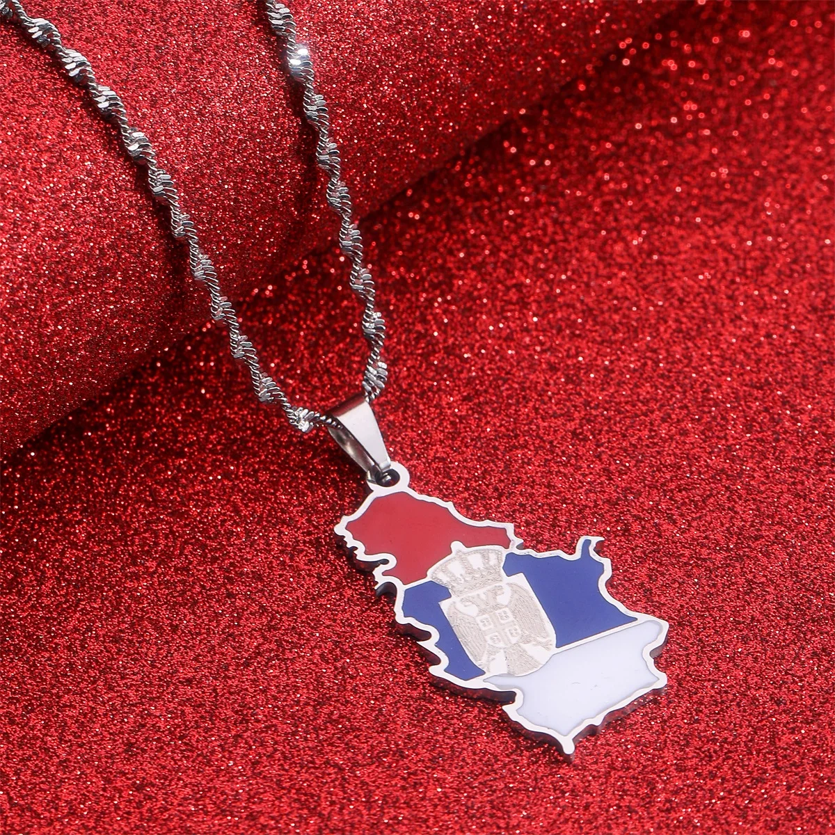 Serbia Eagle Map Flag Pendant Necklaces for Women Men Srbija Jewelry Serbian 5