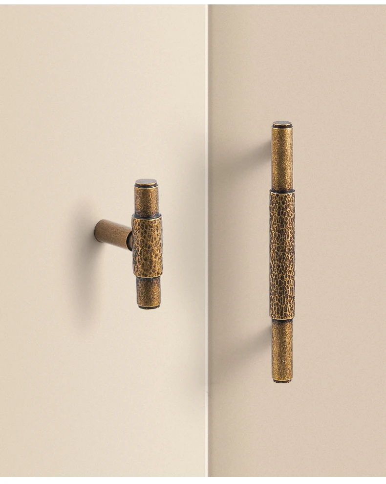 Dooroom Messinggriffe für Möbel, moderne gehämmerte gelbe Bronze, höhere Qualität, Schrank, Kleiderschrank, Kommode, Schublade, Schrankknöpfe – Detail 6