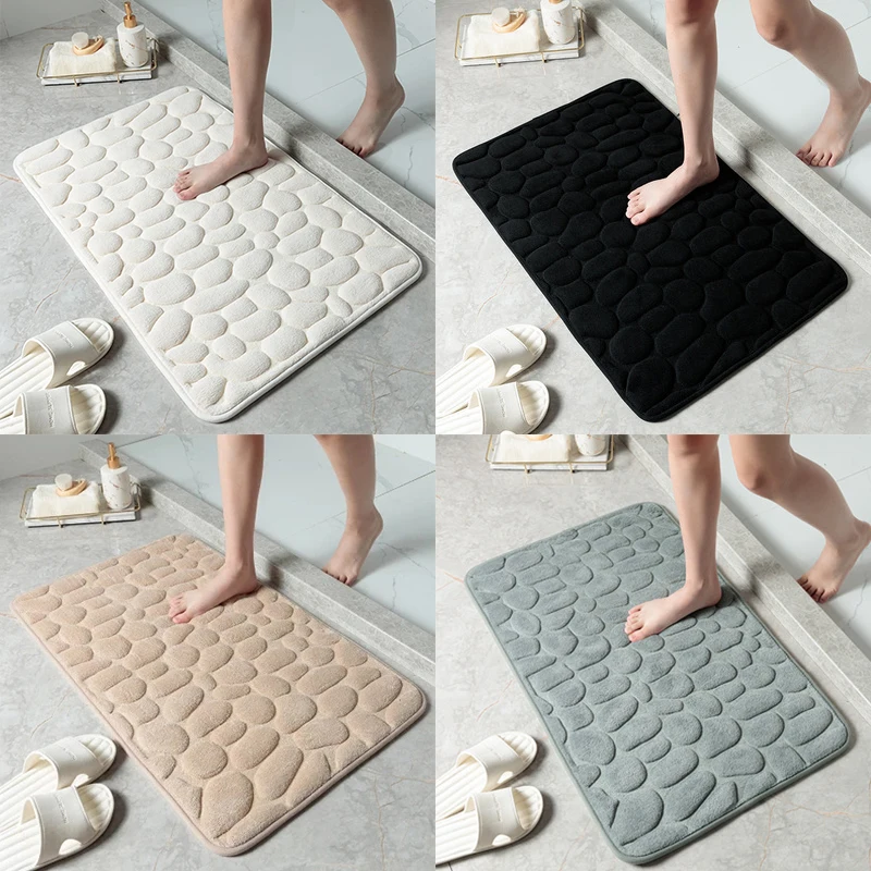 Xiaomi Non-Slip Bath Mat Cobblestone Embossed Bathroom Carpet Shower Room Doormat Memory Foam Absorbent Floor Mat Rugs for Home bath mat