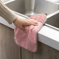 Thickened Coral Velvet Hand Towel Hanging Absorbent Towels Kitchen Hanging Towel Cleaning Rag Dish Towel Cloths Household 3