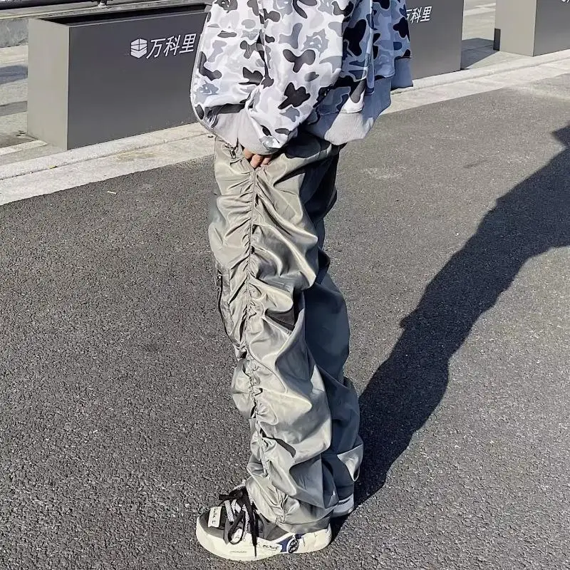 PEOPLESTYLE カーゴパンツ ハイウエスト 無地 マルチポケット マルチポケットワイドストレートカーゴパンツ / Multi Pocket