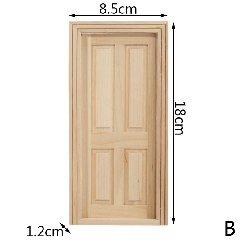 1/12 Dollhouse Miniature Door Window Frame Unpainted Doll Wood External Single Door Unpainted Diy Door 5