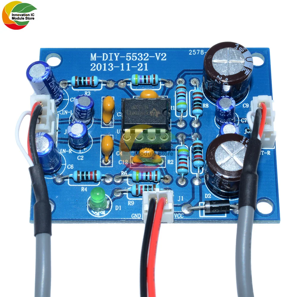 

Ziqqucu NE5532 OP-AMP HIFI Signal Preamplifier Board Audio Stereo Amplifier Module with Connect Wire