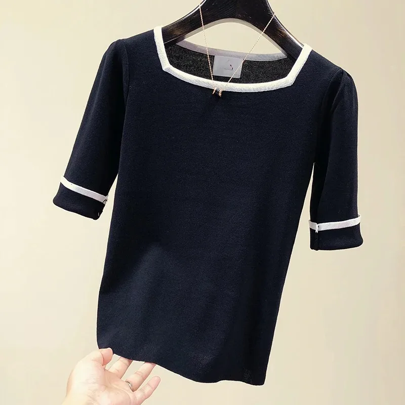Women's Elegant Chiffon T-Shirt, Short Sleeve Tops and Tshirt, Casual Women Clothing, Monochromatic, 2021 Fashion, 9592
