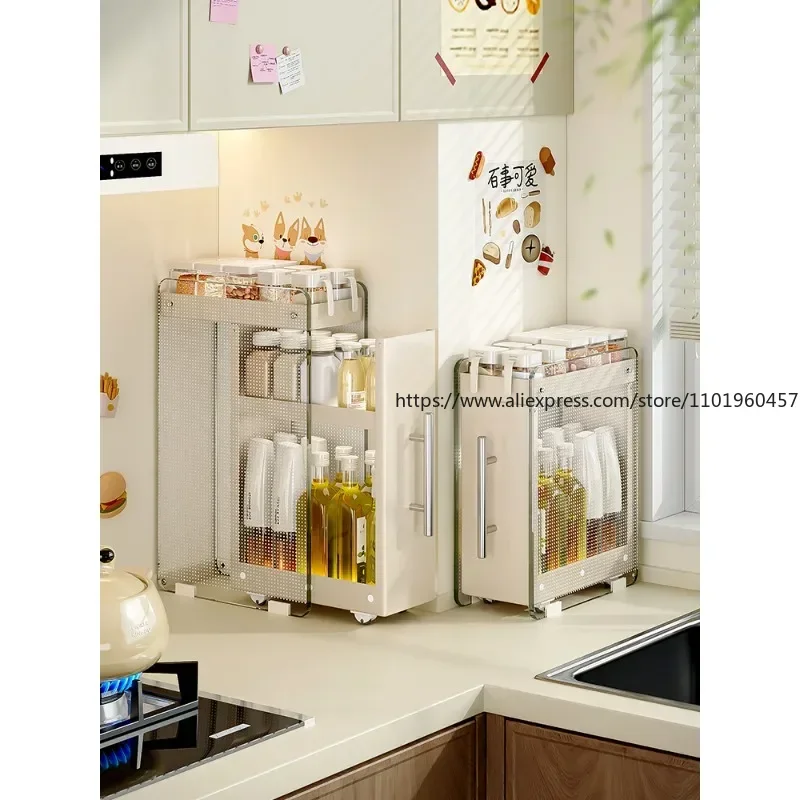 Countertop Multifunctional Household Oil Salt Storage Rack Kitchen Condiment Storage Rack Pull-out