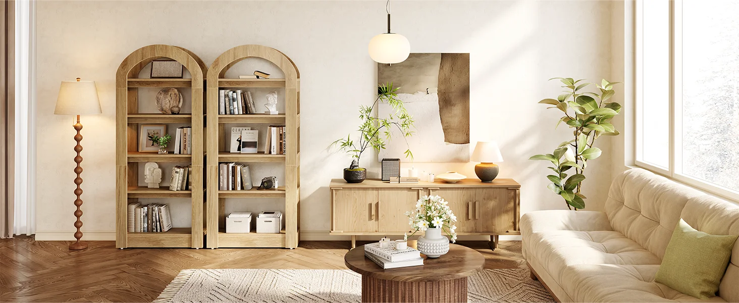 Tall Standing Wooden Bookcase