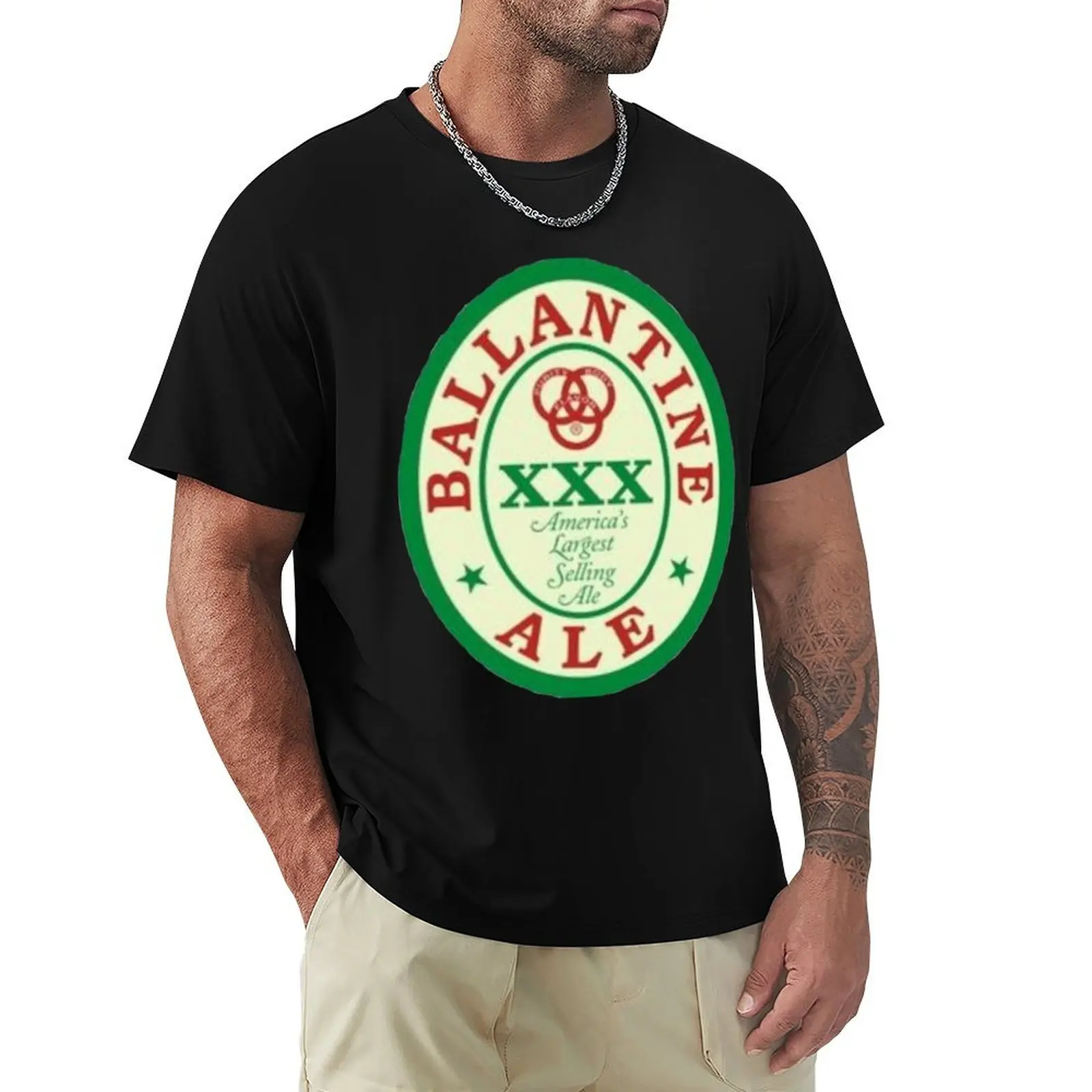 Ballantine Beer Logo T-Shirt Blacks Summer Top Customizeds Anime Mens T-Shirt In Cotone