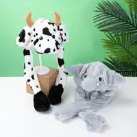 Women Girls Soft Warm Moving Jumping Rabbit Pinch Airbag Animals Ear Hat Funny Cap Plush 2
