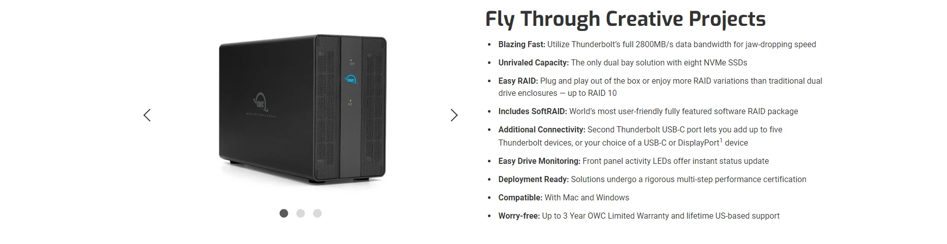 Owc Mercury Pro U.2 Dual 2-bay Thunderbolt 3 Raid Array