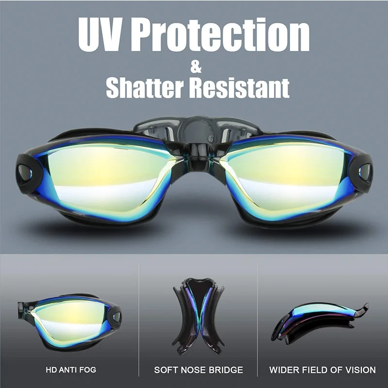 Professional Adult Anti Fog UV Protection PC Lens Men Women Swimming Goggles Waterproof Adjustable Silicone Swim Glasses Eyewear