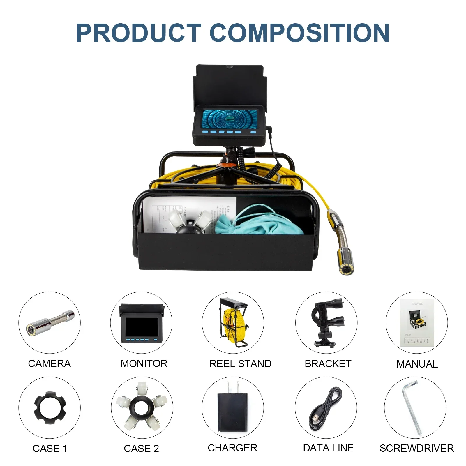 Sewer Pipe Inspection Camera DVR 16GB Video Recording,SYANSPAN Drain Industrial Endoscope Waterproof 8500MHA Battery 20/30/50M 6