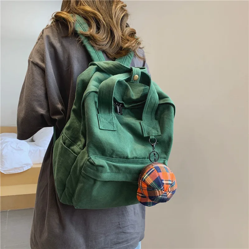 

Vintage Men Women Cotton Canvas Backpack College Students Large Capacity Laptop Books Bag Casual Travelling Commuting Backpacks