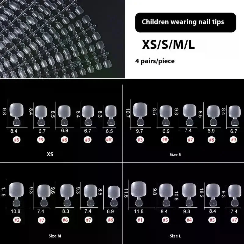 100PCS Kids Press On Nails - Clear Coffin Fake Nail Tips for Nail Extension Manicure, Artificial False Nails Kids Manicure Tool