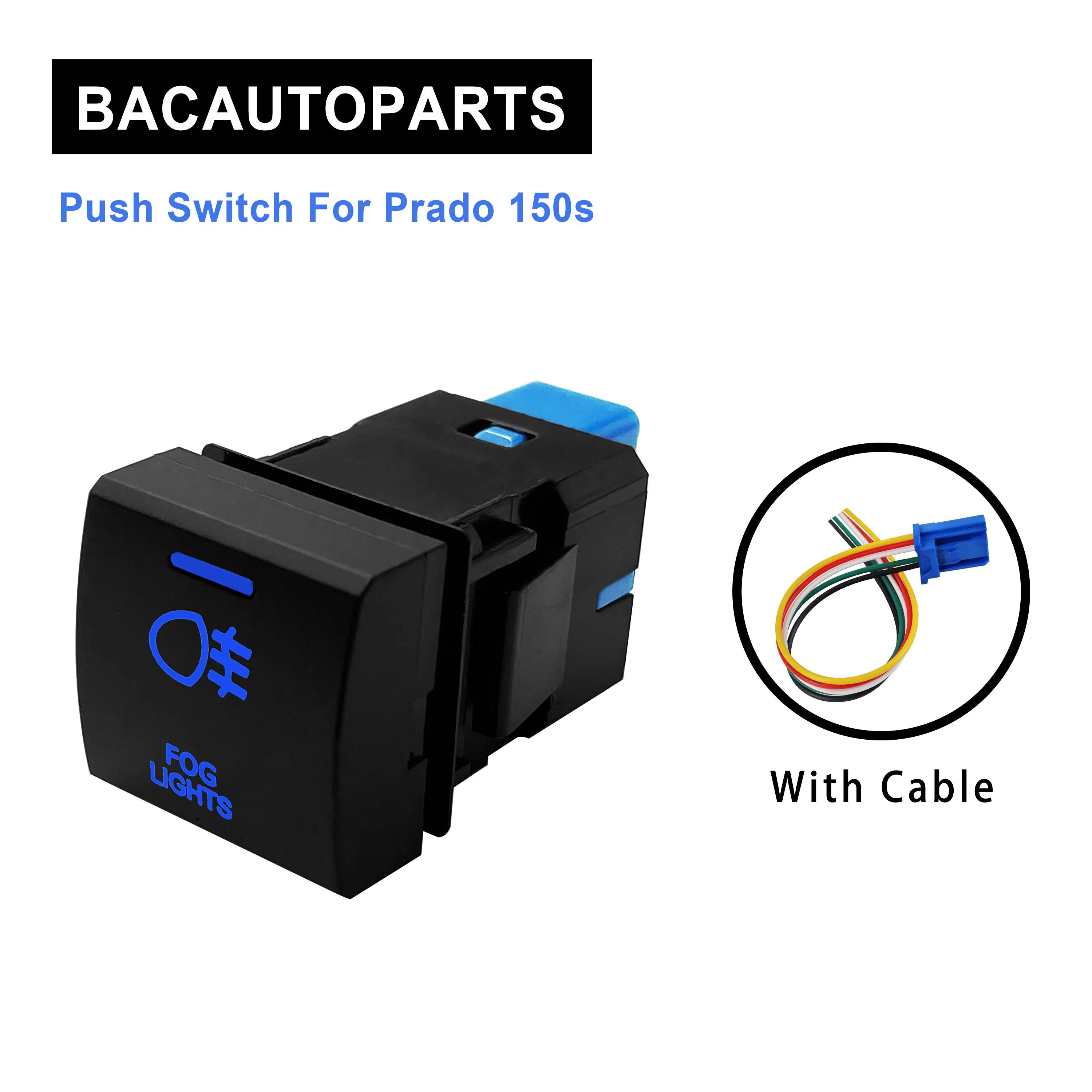 12V Blue Led Push Button Fog Lights Switch 22 x 22mm For Toyota Prado