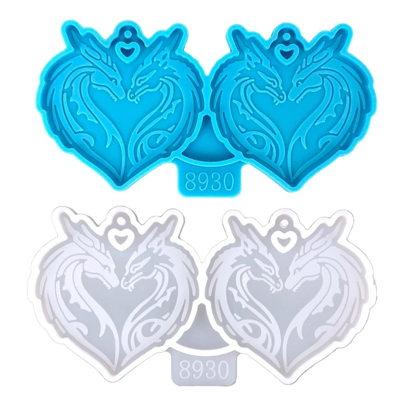 

Epoxy Assembled Mold Geometric Loves Heart Dragon Earrings Pendant Mold Phone Keychain Pendant Silicone Mold for Decor