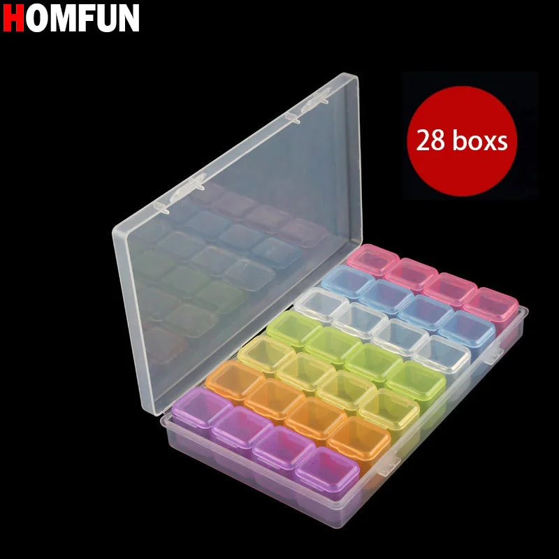 Homfun Bunte 28/56 Slots Diamant Malerei Kunststoff Aufbewahrung Sbox Stickerei Zubehör Fall Klare Perlen Boxen Kreuz Stich Werkzeuge Sd9B3C6Aca2B34E14A0F01F43944Bfb16N