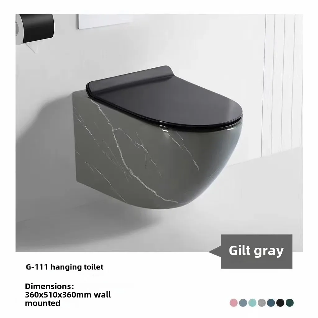 Luxury Bathroom Ceramic One Piece Washdown Flush Matte Black Wall Hung Toilet